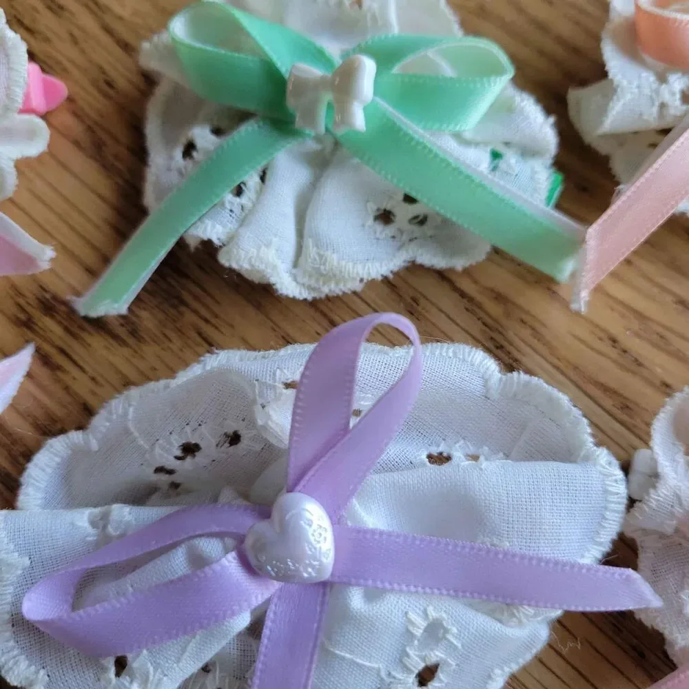Lot of 8 Vintage Handmade Baby Toddler Hair Barettes bows
